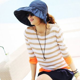 Lady Fashion Summer Hat หมวกกันแดดแฟชั่นคุณภาพสูง- Navy Style Lady Fashion Summer Hat หมวกกันแดดแฟชั่นคุณภาพสูง- Navy Style