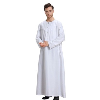 Muslim Men Long Sleeve Thobe Dress Men Islamic Clothing Plus SizeSaudi Arab Robe Gown - intl Muslim Men Long Sleeve Thobe Dress Men Islamic Clothing Plus SizeSaudi Arab Robe Gown - intl