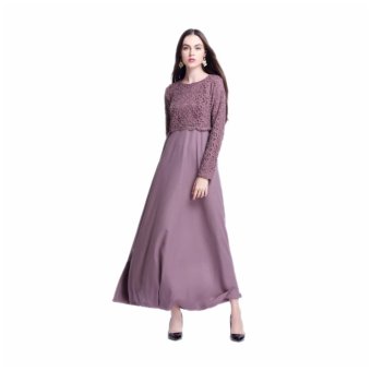 Muslim Women Long Sleeve Maxi Dress Clothing Robe Moroccan LaceDresses(Purple) - intl Muslim Women Long Sleeve Maxi Dress Clothing Robe Moroccan LaceDresses(Purple) - intl