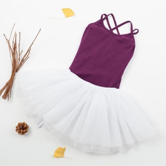 ขาย NBJU Two Pieces Girls Summer New Pure Cotton Sling Children Dance Training Ballet Dress Purple - intl