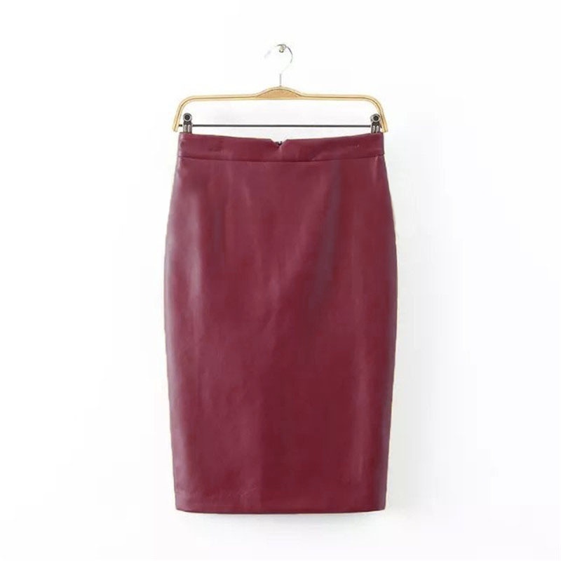 New Women Triangle Opening Without Crease Package Hip Skirt Knee Skirt -Wine Red - intl image