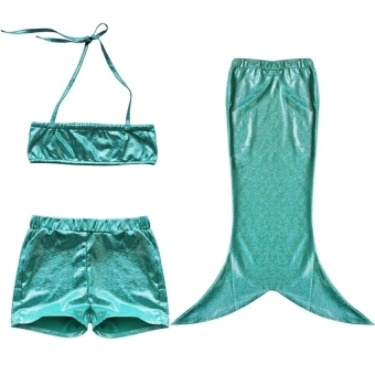 ขาย PAligth 3ชิ้นเด็กหญิงเงือกชายชุดว่ายน้ำ (สีเขียว)