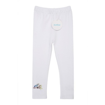 ขาย topsellers365 Stylish for Arshiner Girls Solid Candy Color Embroidery Birds Leggings Skinny Trousers Tights Pants ( White ) - intl