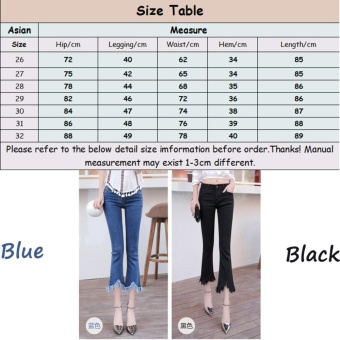 VENFLON Women Korean Elastic Fringe Rough Hem Flares Denim Jeans Slim Trousers Pant (black) April 2018 - 2 VENFLON Women Korean Elastic Fringe Rough Hem flares Denim Jeans Slim Trousers Pant (black) - 2