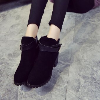 Women Winter Snow Ladies Low Heel Ankle Belt Buckle Martin BootsShoes - Intl July 2018 - 3 Women Winter Snow Ladies Low Heel Ankle Belt Buckle Martin BootsShoes - intl - 3