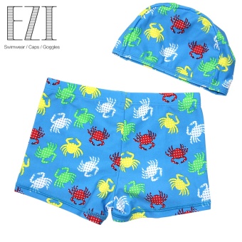 ขาย Yizi น่ารักพิมพ์เด็กชายกางเกงว่ายน้ำชุดว่ายน้ำใหม่ (พิมพ์สีฟ้า)