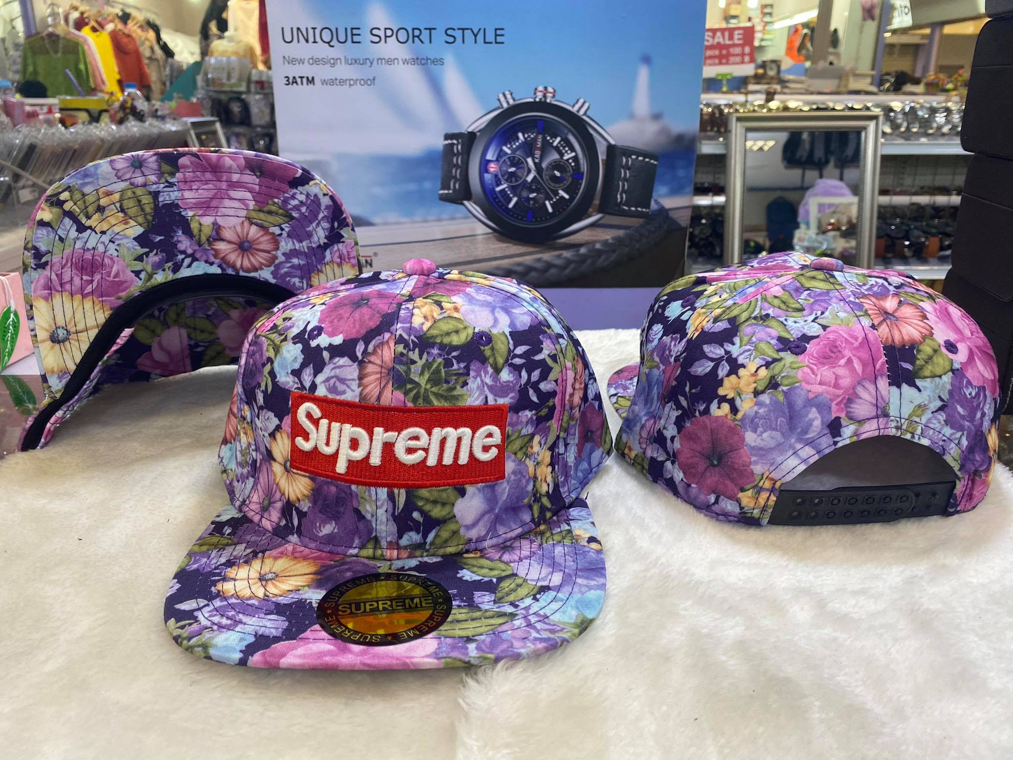 หมวก ฮิปฮอป Supreme ลายดอก มี 15 สี! ปรับขนาดไซร์เองได้ ปรับไซร์ได้ถึง 59-64 cm??