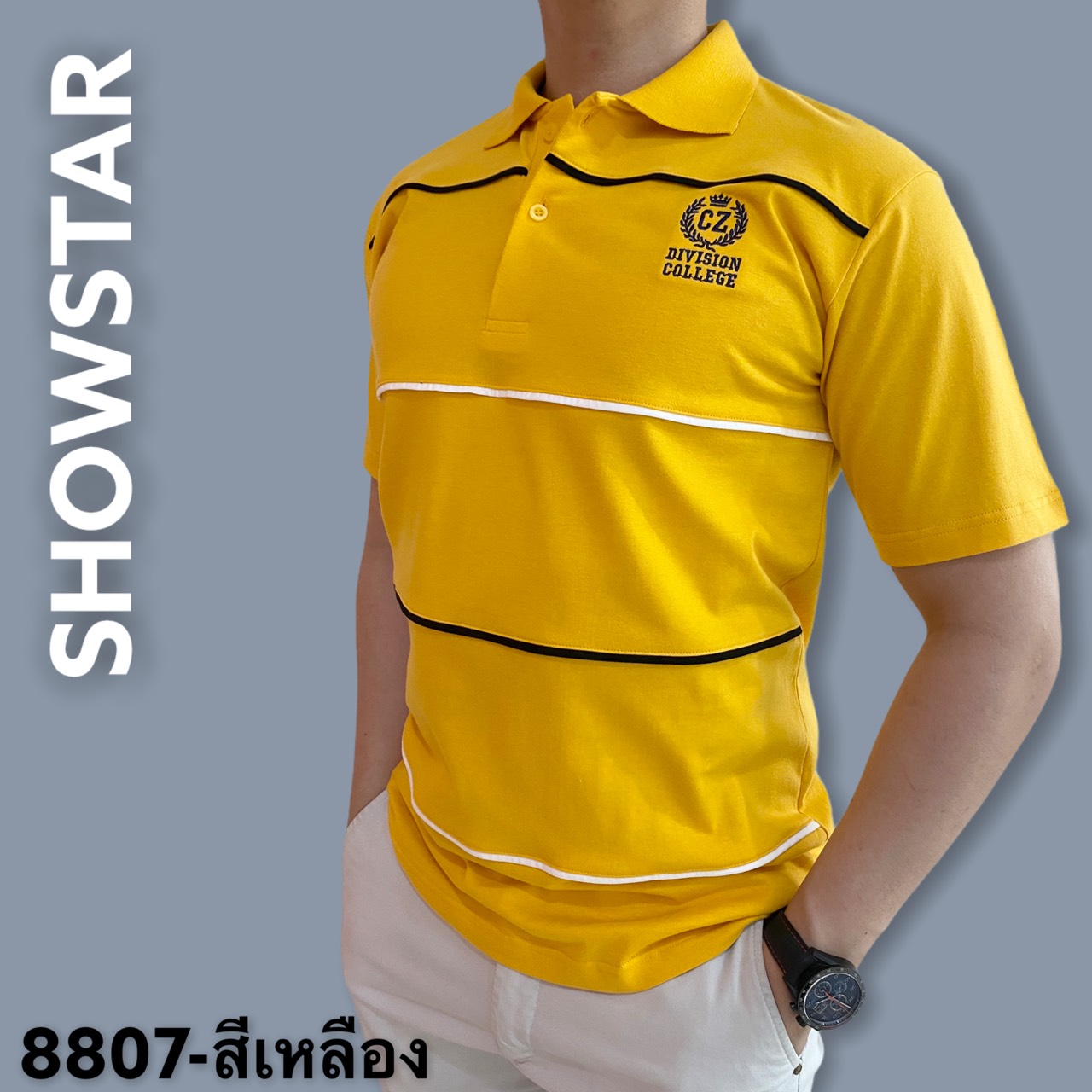 SHOWSTAR (cz8807) เสื้อโปโลชาย  ผ้าคอตอตอ100 แขนสั้น มีไซส์ M-2XL มีทั้งหมด 8 สี ผ้านิ่มใส่แล้วไม่ร้อน