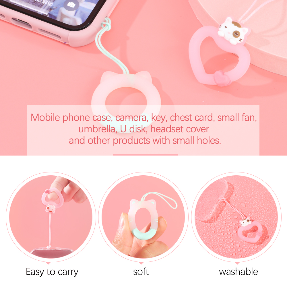 NQMODL SHOP Multicolor Earphone Protective Case Soft U Disk Mobile Phone Lanyard Silicone Ring Anti-Lost Pendant
