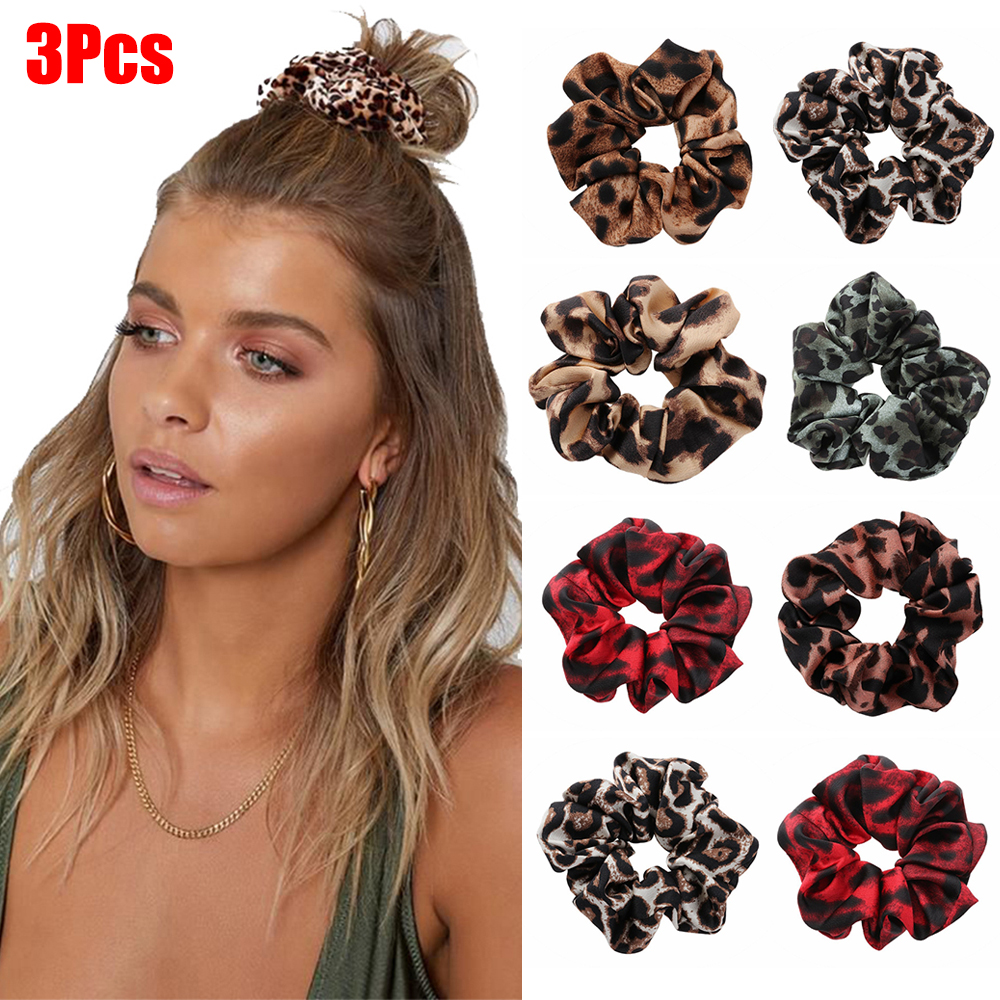 F8C503Y 3Pcs Elastic Hair Accessories Hairbands Ponytail Holder Rubber Band Leopard Hair Scrunchies Hair Ring Hair Rope