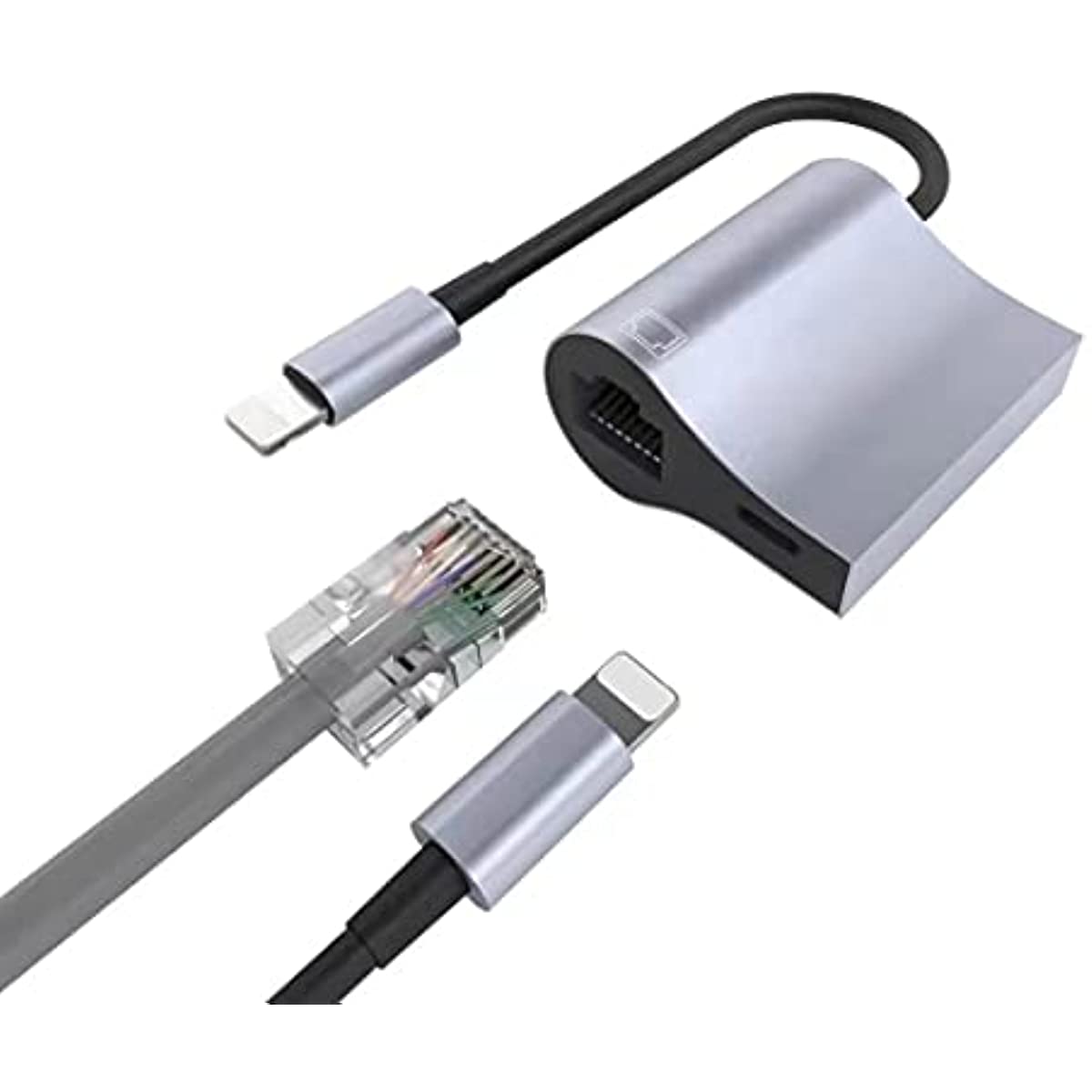Lightning to Ethernet Adapter 2 in 1 RJ45 Adapter Compatible for iPhone/iPad/iPod Supports 100Mbps E