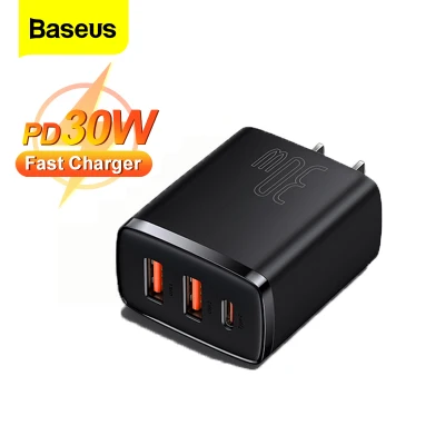 Baseus 30W Charger PD4.0 QC3.0 USB Type C Fast Charger 3 Ports USB Quick Charger For iPhone Vivi Oppo Xiaomi Samsung (1)