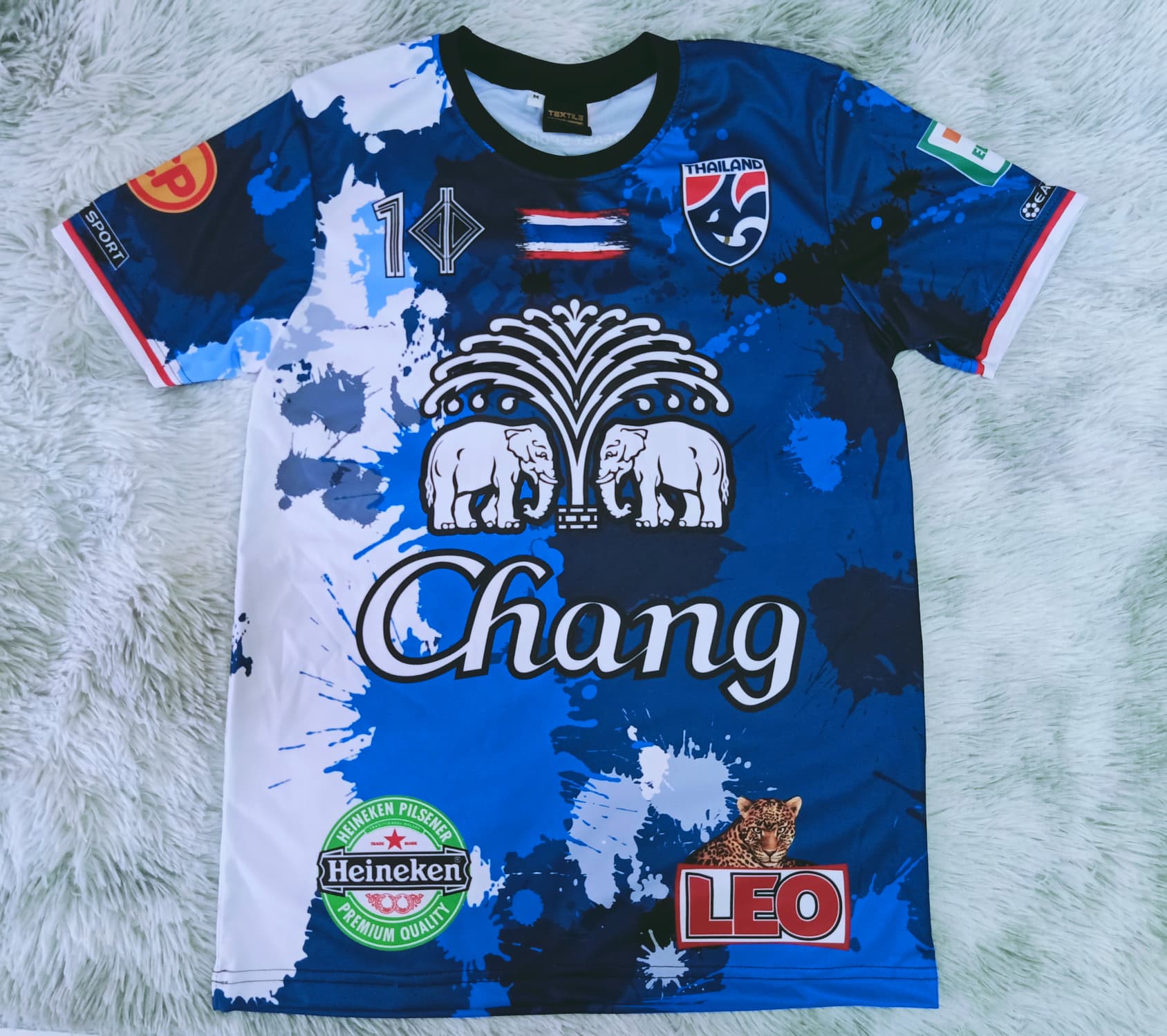 เสื้อกีฬา เสื้อ เสื้อพิมพ์ลาย เสื้อฟุตบอล กีฬาช้าง  สกรีนChang ช้างศึก ธงชาติไทย เสื้อบอล