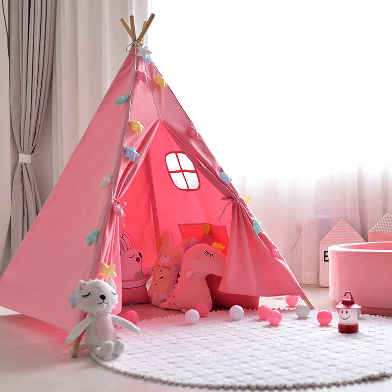 สีชมพูเด็กเต็นท์เกมบ้านในร่มบ้านสาวห้องเจ้าหญิงสาวหัวใจอินเดียเต็นท์ขนาดเล็กบ้านของเล่น