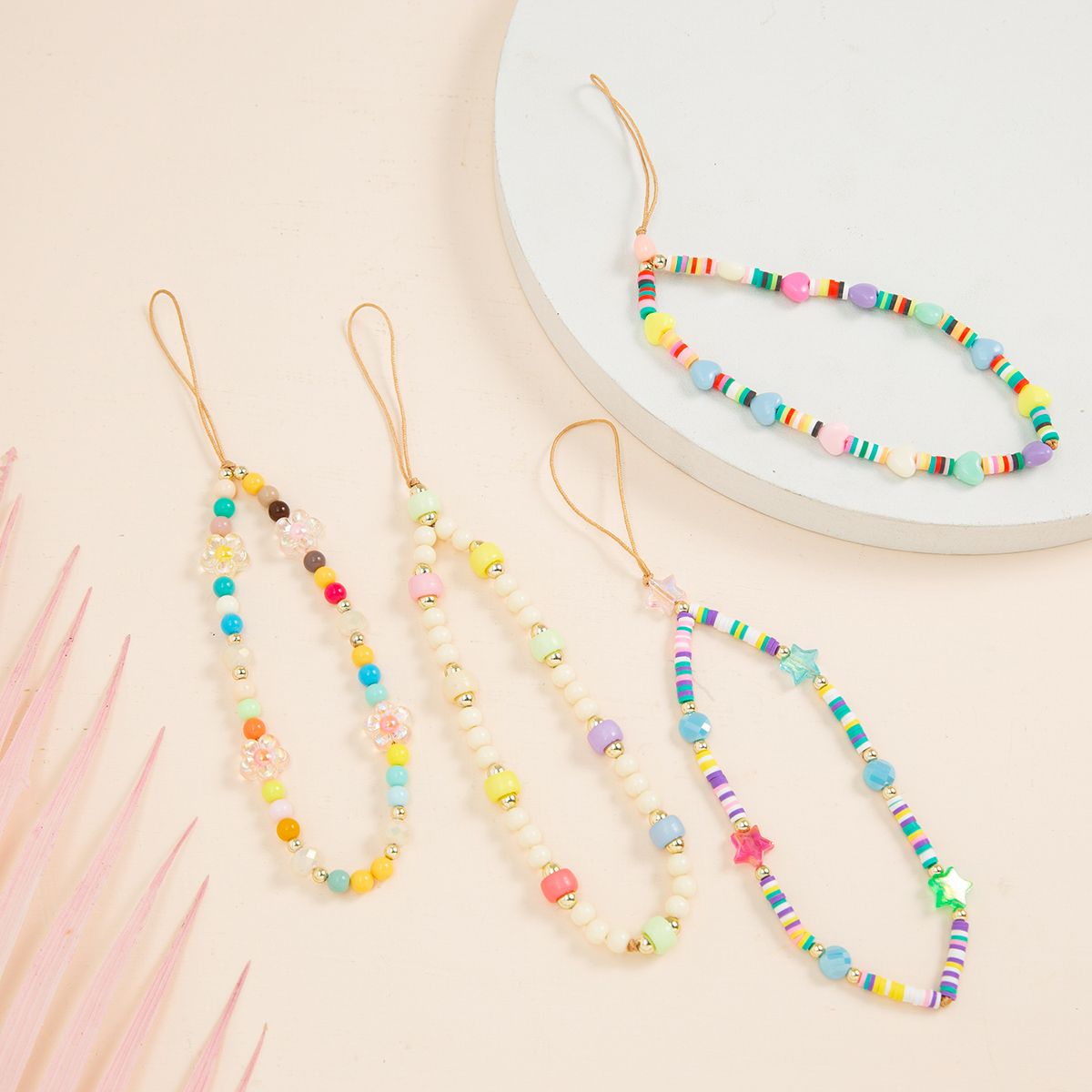 LWGHWL New Colorful Acrylic Bead Anti-Lost Phone Chain Cell Phone Case Hanging Cord Mobile Phone Strap Lanyard Soft Pottery Rope