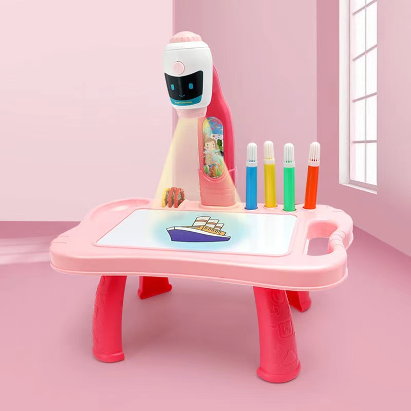 ชุดปากการะบายสีสำหรับเด็ก, กระดานโปรเจคเตอร์วาดภาพเด็กแบบพกพา, กระดานวาดภาพเด็ก  โต๊ะวาดเขียนโต๊ะของเล่นสีเด็ก สมุดวาดเล่น ฝึกทักษะ