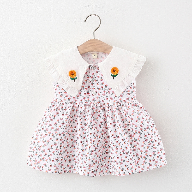 Baby girl dressชุดเด็กผู้หญิงกระโปรงคอปกลูกไม้ดอกไม้1~4ปี