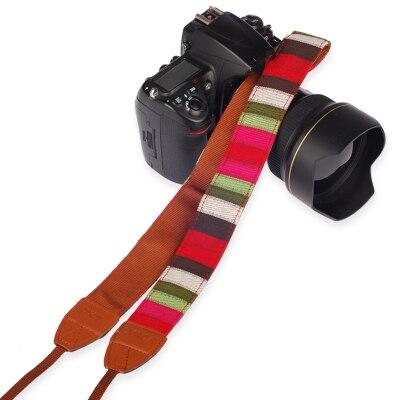 1Pcs คอบ่าไหล่สายถักผ้าโบฮีเมียสไตล์สายคล้องไหล่สำหรับ Nikon สำหรับ Canon SLR DSLR 7 Pop แฟชั่นสี