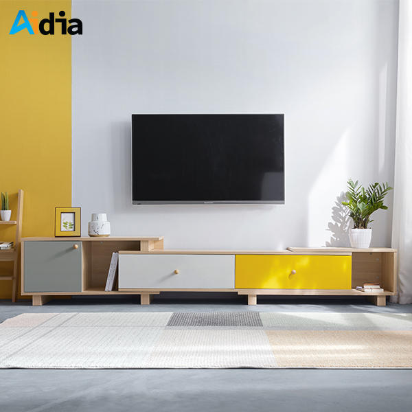 Aidia ชั้นวางทีวีสไตล์นอร์ดิกส์ พร้อมลิ้นชักและช่องเก็บของ W43x193-235xH44 cm. ตู้วางทีวี โต๊ะวางทีวี ตู้วางทีวีมินิมอล ราคา 5,400 บาท*ส่งฟรี