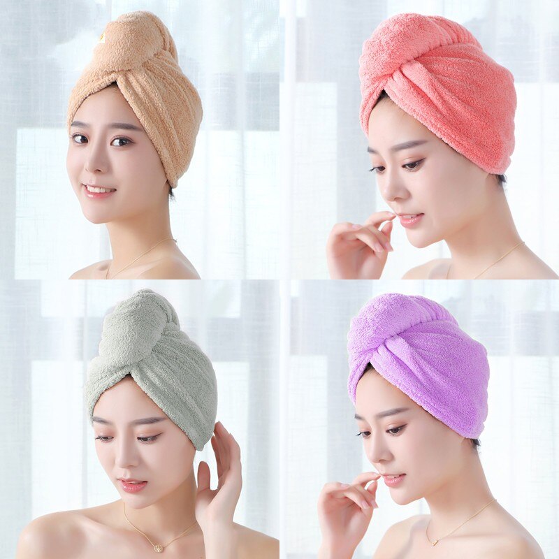 Women Hair Drying Hat Quick-dry Hair Towel Cap Hat Bath Hat Microfiber