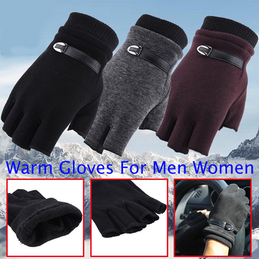 RONGPENG Womens Car Driving Soft Cycling Half Finger Mittens Warm Gloves Winter Gloves