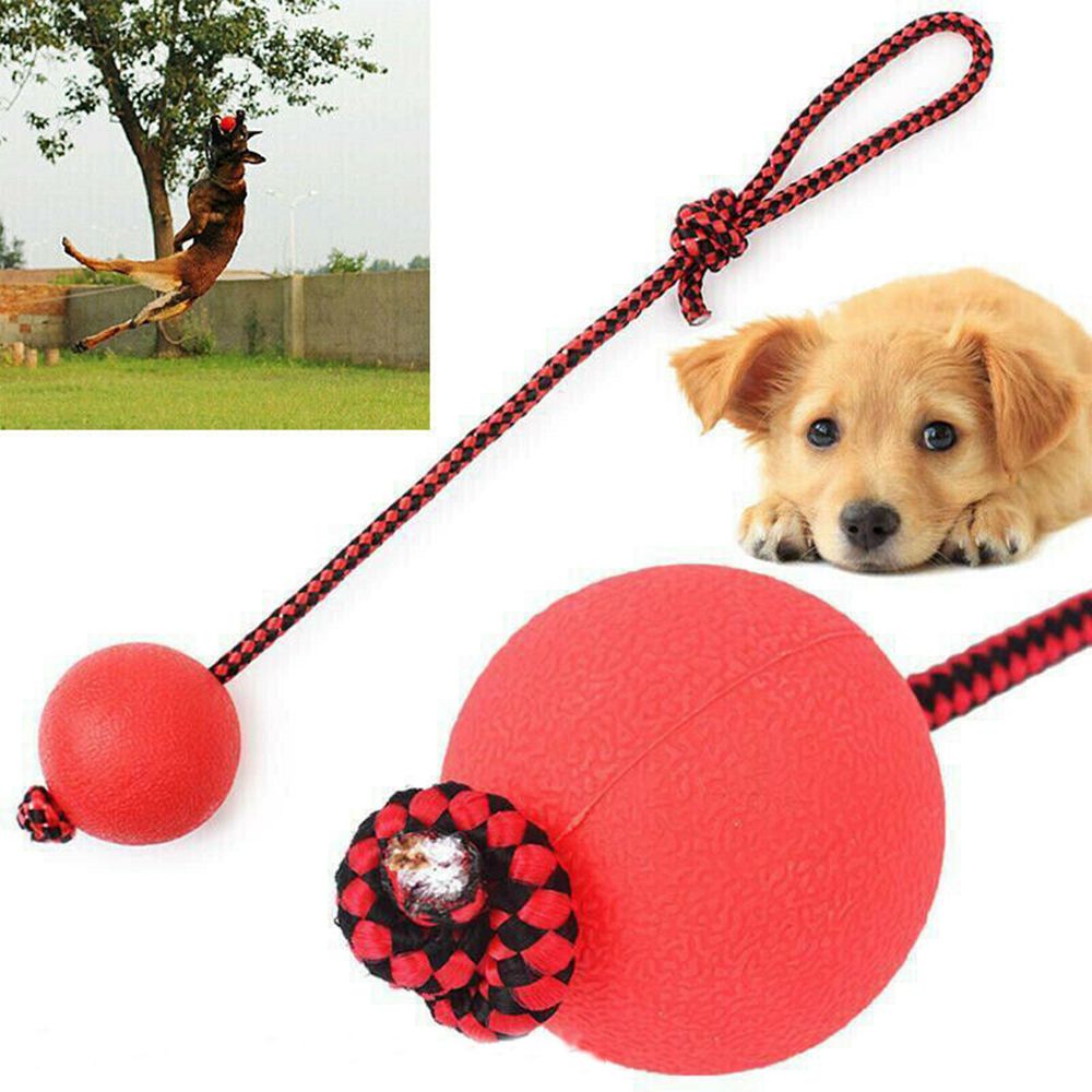 UF4QSBKU New Tooth Training Puppy Playing Rope Handle Dog Chew Toy Solid Rubber Ball Pet Puppy Chew Toys Pet Puppy Toys