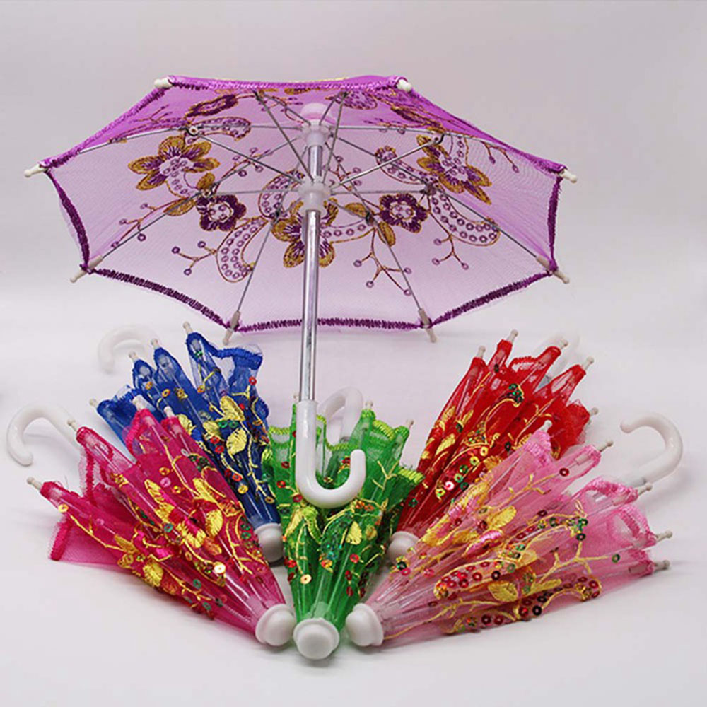 XI24GTCZM Fashion Dolls Toys Handmade New Lace Umbrella Doll Accessories Embroidered Umbrellas Sunshade