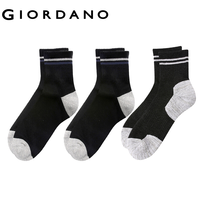 Giordano ถุงเท้าหุ้มข้อ หลายสี เข้าได้กับทุกชุด ดูลุคสุภาพบุรุษ จำนวน 3 คู่ Free Shipping 01152611