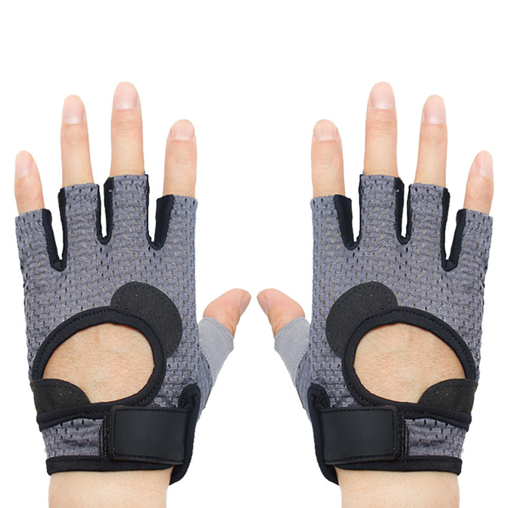 Ralapu Unisex Breathable Anti-Slip ยกน้ำหนักโยคะกีฬาครึ่งถุงมือแบบเปิดครึ่งนิ้ว