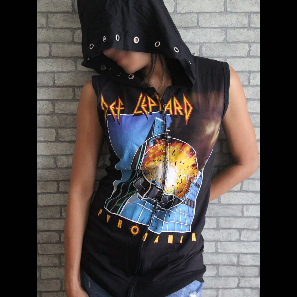 เสื้อฮู้ดแขนกุด เสื้อวงร็อค แจ็คเก็ต แนวสปอร์ต Handmade Rock Vest Hoodie Clearance (สินค้าจริงหมวกอาจไม่มีเจาะตาไก่เหมือนในรูป)