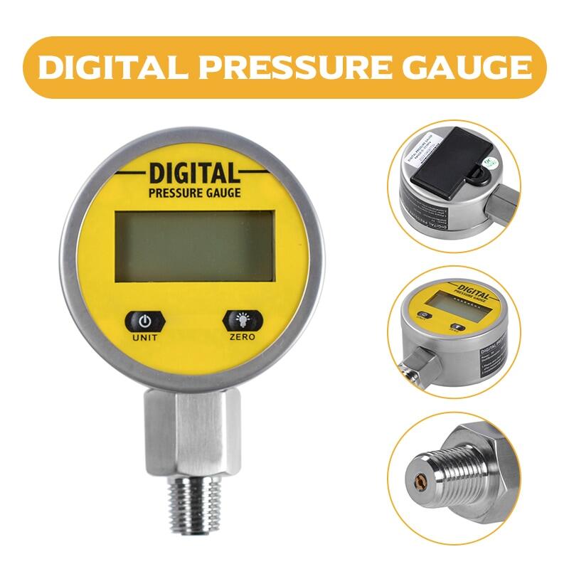NPT1/4 Máy đo áp suất thủy lực kỹ thuật số Hiển thị kỹ thuật số Máy đo áp suất thủy lực Máy đo áp suất thủy lực Dây đeo màn hình LCD