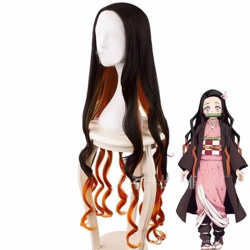 Demon Slayer Kamado Kimetsu NO Yaiba ชุดคอสเพลย์ Wigs Hair Cosplayชุด ชุดคอสเพลย์ Anime วิกผม