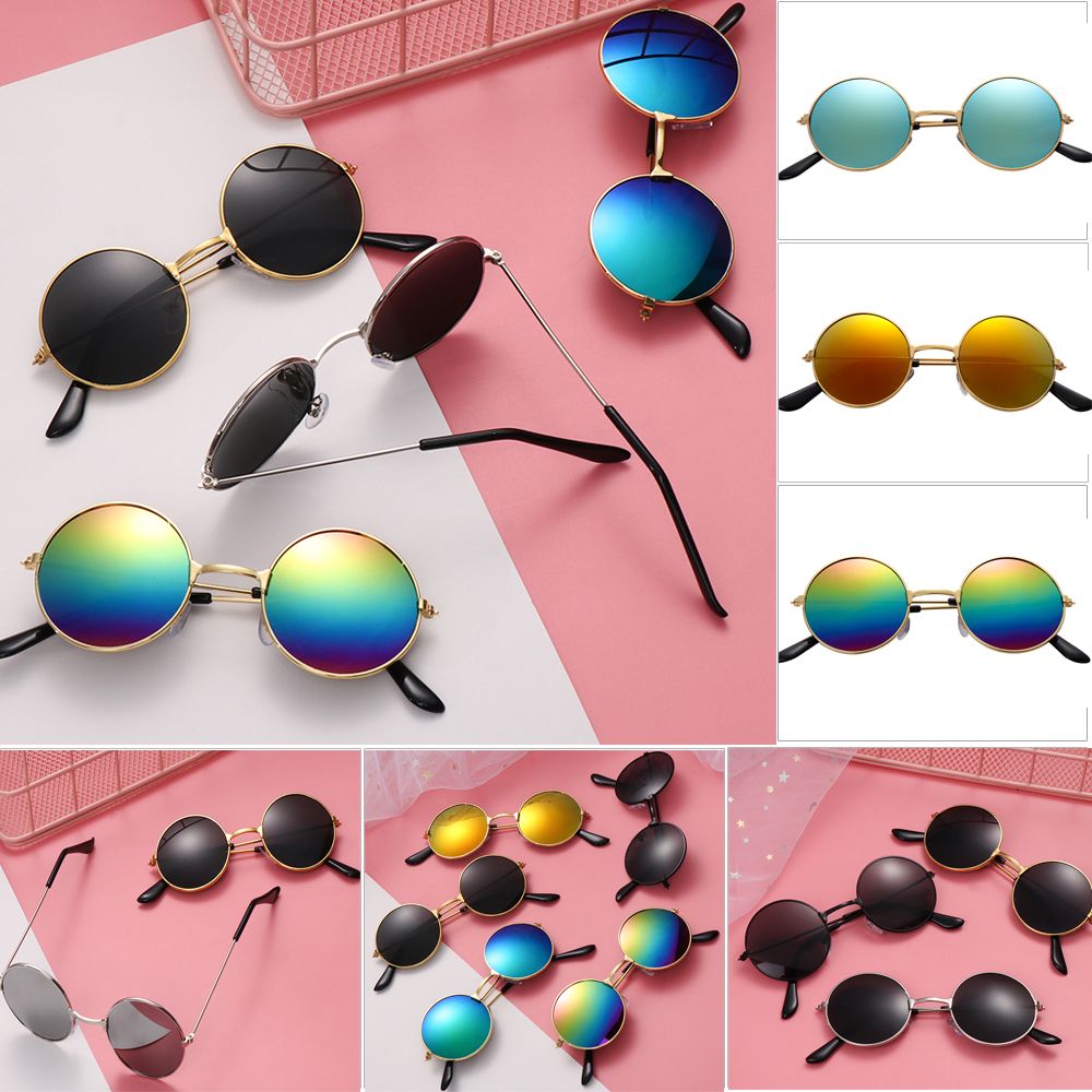 KEWR495293 1pc Cool Cute Reflective Outdoor Product Trend Color Film Children Sunglasses Eyewear Retro Round Sun Glasses