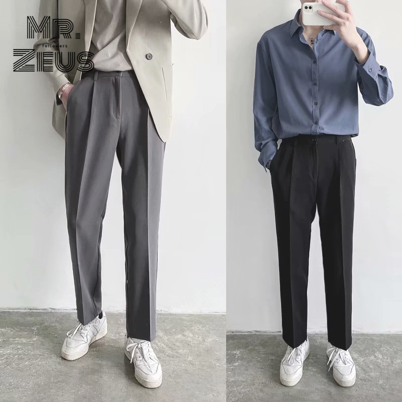 [S-4XL]Mr Zeus กางเกงสไตล์เกาหลีผู้ชายกางเกงลำลองสีเทา,สีดำ,สีกากีมีความสะดวกสบายในการสวมใส่กางเกงกางเกงวอร์มชายกางเกงสแล็คชายกางเกงขายาวชาย