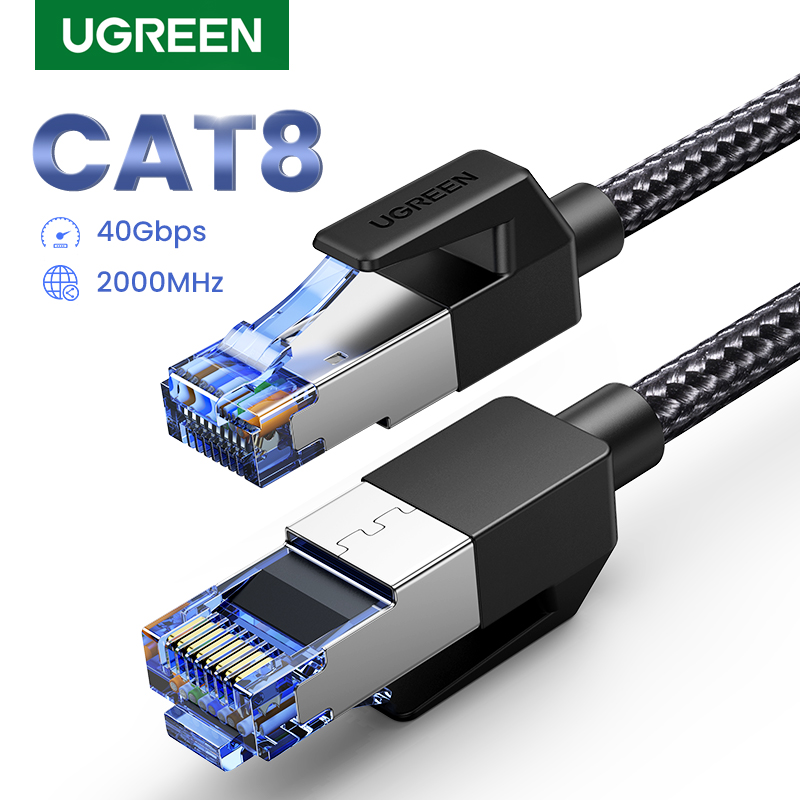 UGREEN Ethernet Cable CAT8 40Gbps 2000MHz CAT 8 Networking Nylon Braided Internet Lan Cord for Laptops PS4 Router RJ45 Network Cable