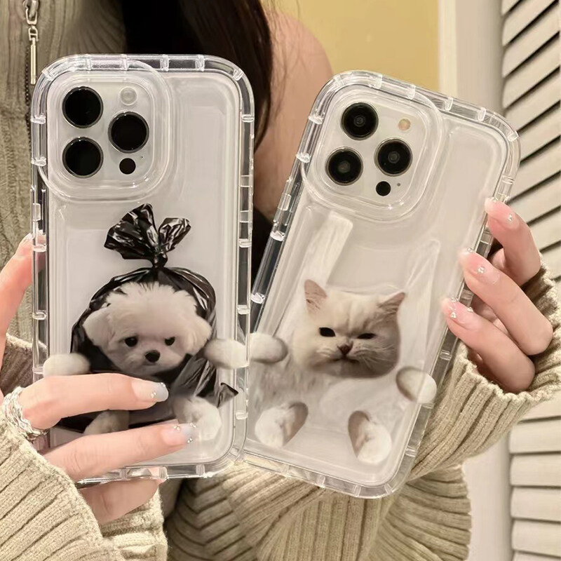 Ốp phone Silicon soft TPU transparent printing dog/cat cute for iPhone 14 13 12 11 pro XS Max XR x 8 7 6 6s Plus