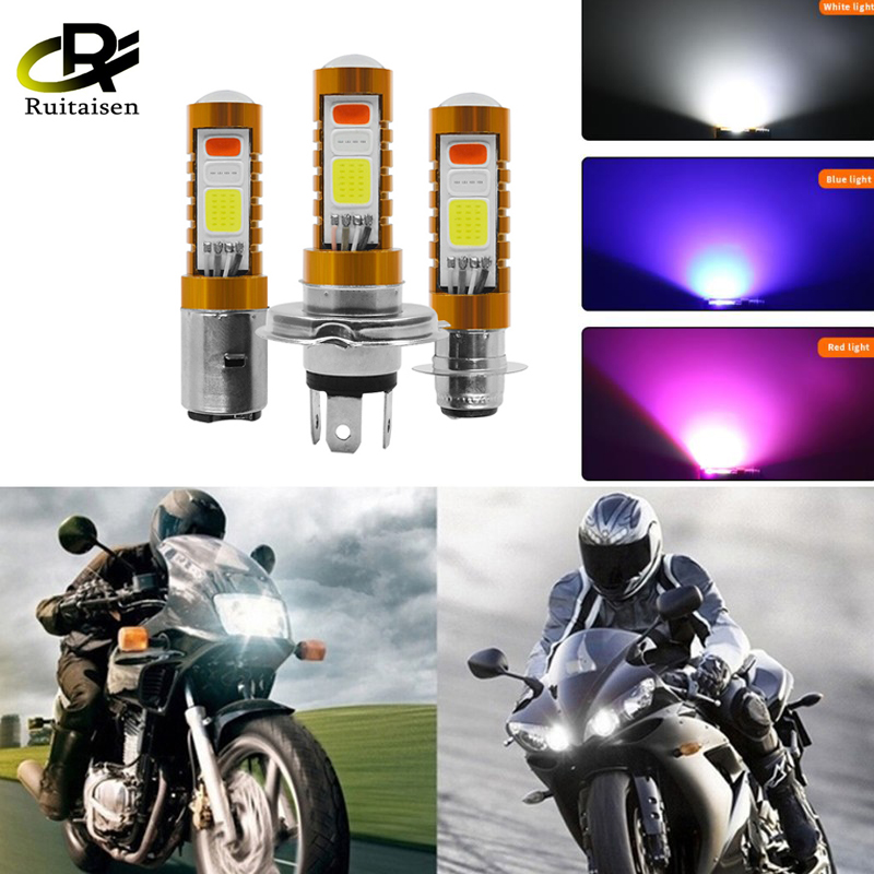 ไฟหน้ารถ LED COB สำหรับรถมอเตอร์ไซค์หลอดไฟหน้าลำแสงสูงต่ำ3สีสว่างมาก DRL รถ A U ราคา 176 บาท*ส่งฟรี