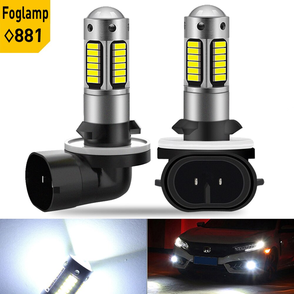 2x h3 h1 h27 880 881 4014 30smd led substituição lâmpadas carro luz de nevoeiro luz circulação diurna lâmpada auto com lente acessórios drl