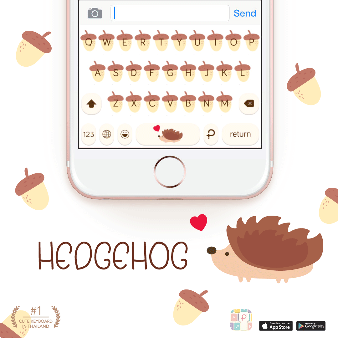 Hedgehog Keyboard Theme⎮(E-Voucher) for Pastel Keyboard App ราคา 69 บาท*ส่งฟรี