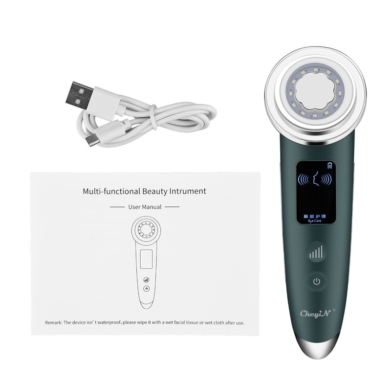 Ckeyin Rf Ems Led Light Facial Beauty Device Antiy Aging Face Lifting Cleaning Eye Care Nutrition Import Wrinkles Removal 48