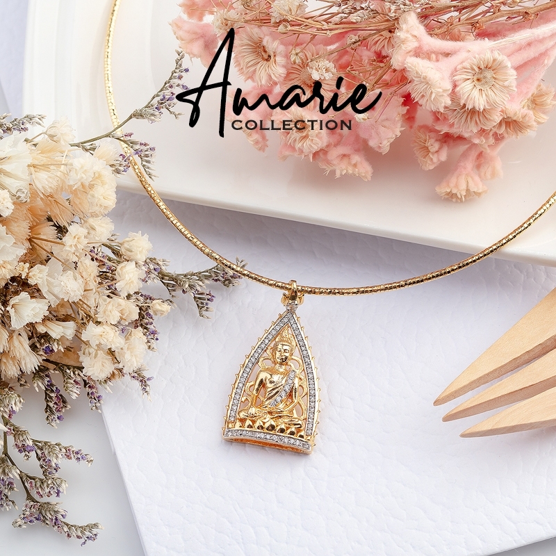 สร้อยคอโชคเกอร์สีทอง สร้อยคอทอง 24 K พร้อมจี้พระฝั่งเพชรล้อมสีทอง พร้อมส่ง!! ราคา 259 บาท*ส่งฟรี
