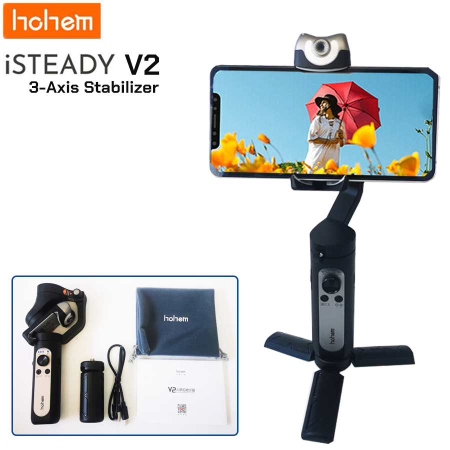 Hohem iseady V2 Al Smartphone Gimbal มีไฟ LED ในตัว ปรับได้ 3 ระดับ