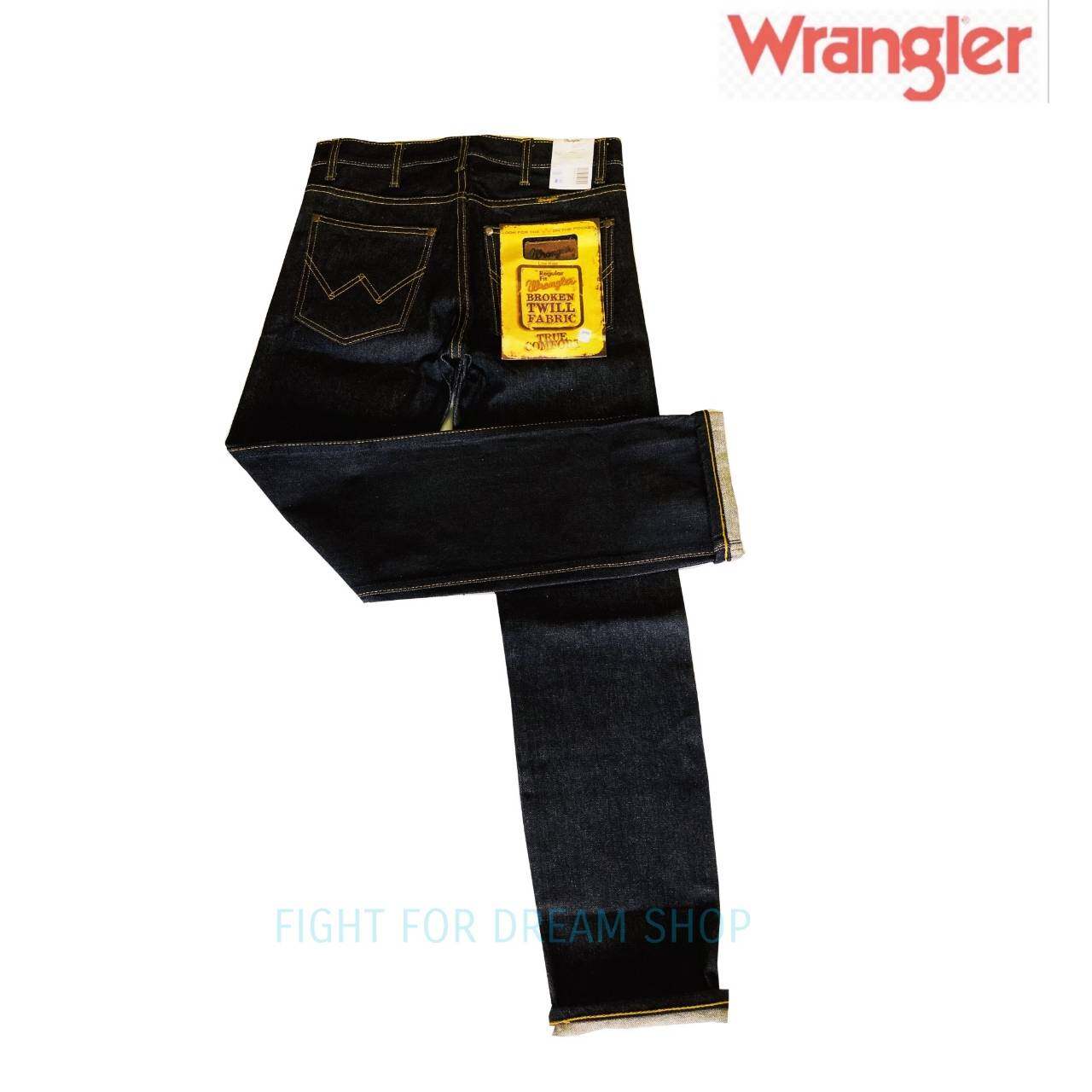 กางเกงยีนส์ wrangler  ผ้าดิบ หนังไก่ สีกรมเข้ม  /  สี MIDNIGHT (ทรงกระบอกกลาง ) 2 สี