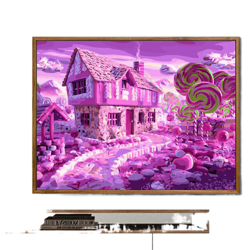 Digital oil painting color in handmade diy birthday cartoon flower adornment color painting the living room