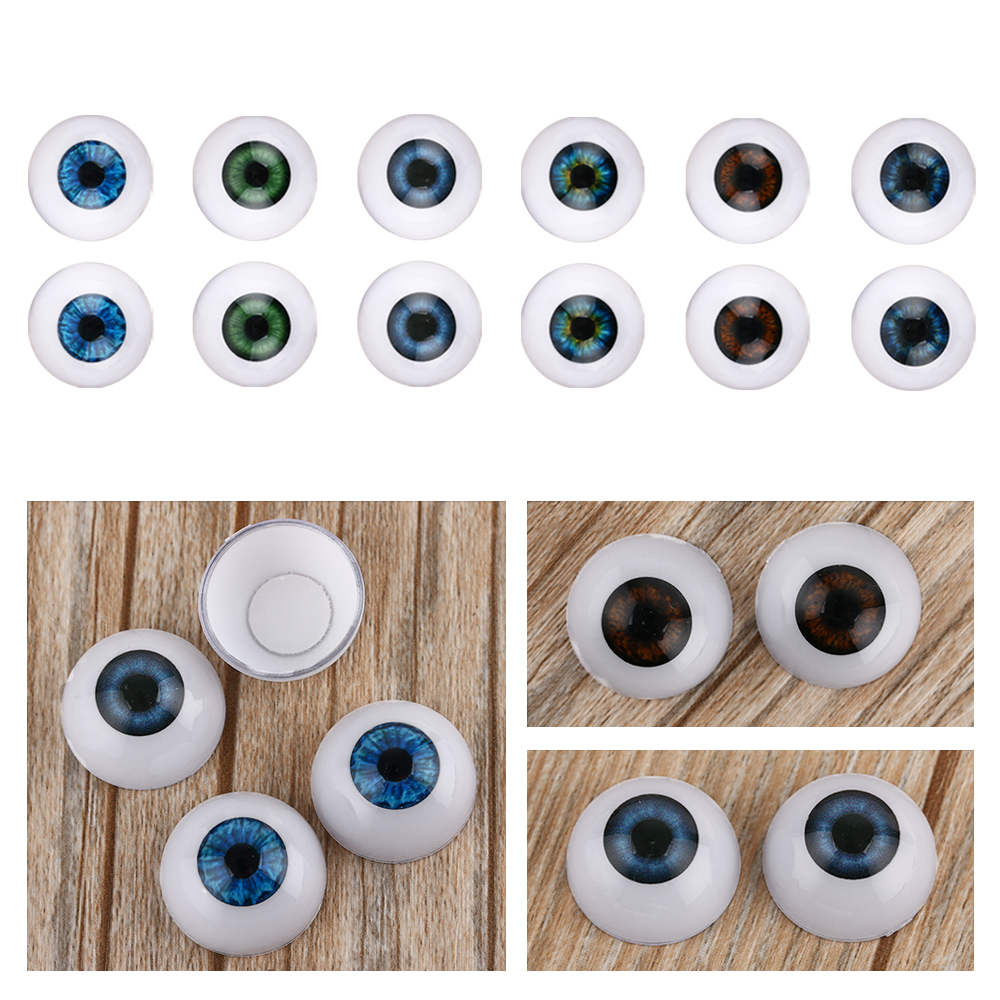ZHANXENG498 1คู่20มม.ตลกเหมือนสีฟ้าสีน้ำตาลสีดำอุปกรณ์เสริมครึ่งรอบ Hollow 20นิ้วทารกแรกเกิดตุ๊กตาที่เหมือนจริง Eyes Eyeballs