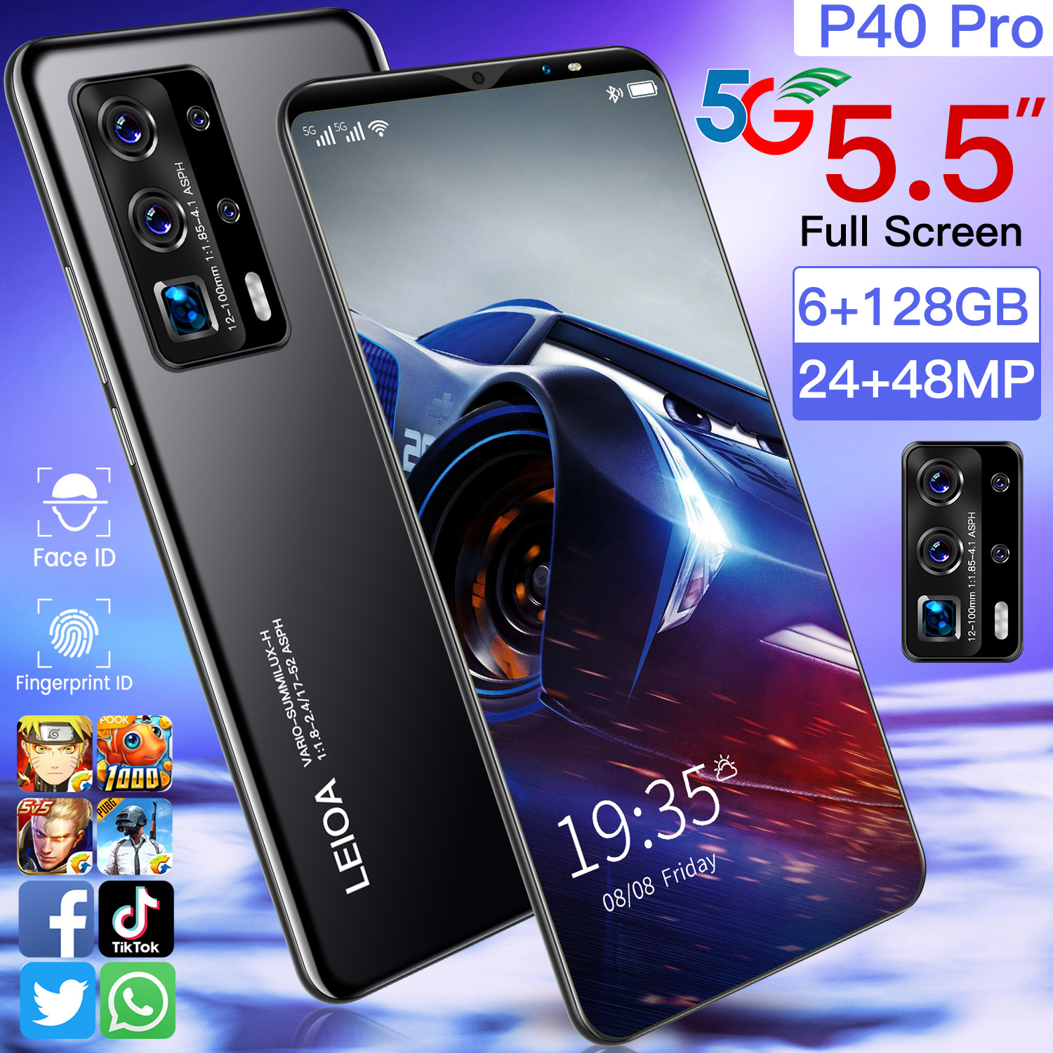 P40pro Smart Phone โทรศัทพ์มือถือ มือถือเล่นเกม โทรศัพท์ราคาถูก 8GB+ 512GB Android 10.0 หน้าจอ6.9นิ้ว โทรศัพท์มือถือ