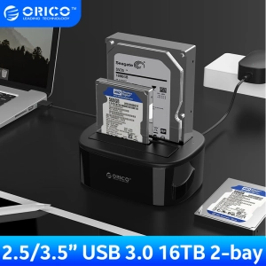 สินค้า ORICO 6228us3 สถานีเชื่อมต่อฮาร์ดไดรฟ์แบบ Dual-Bay สำหรับ 2.5/3.5 นิ้ว HDD SSD SATA เป็น USB 3.0 HDD Docking Station 16TB Dual Bay พร้อมอะแดปเตอร์ไฟ 12V3A