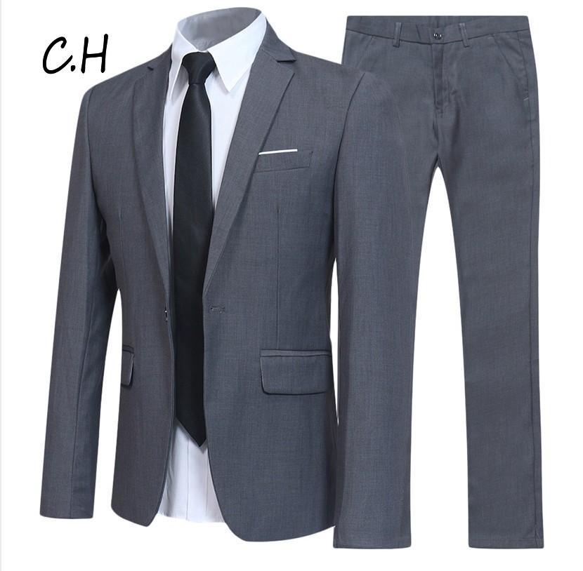 C.H-SHOP เสื้อสูท + กางเกง2 ชิ้นเหมาะสำหรับงานแต่งและใส่ทำงานประจำวัน