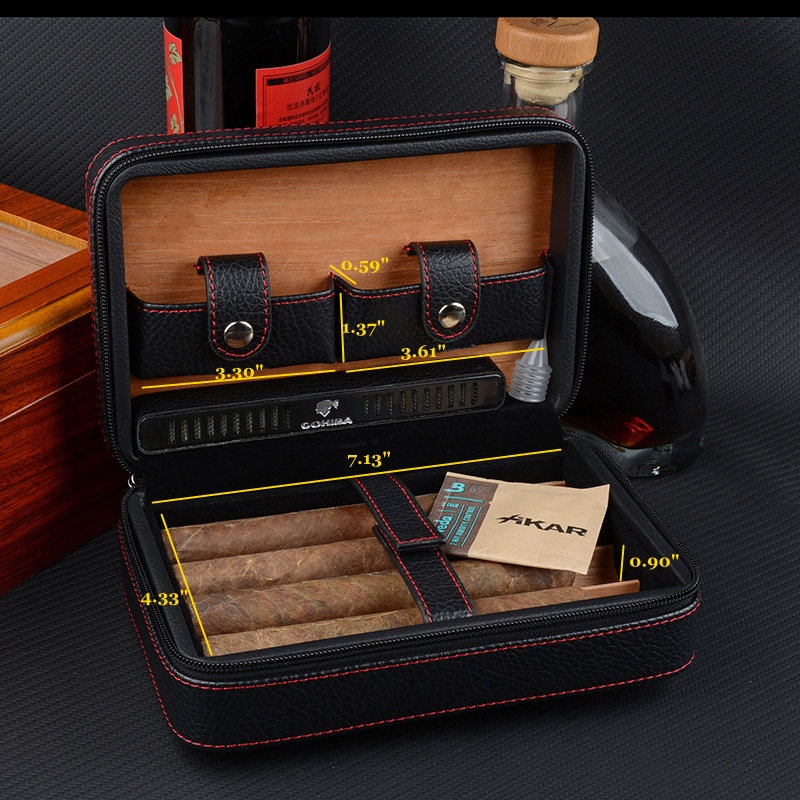 Galiner Cigar Travel Humidor Case Cedar Tray Holder Golf Cigars Humidity  Holder