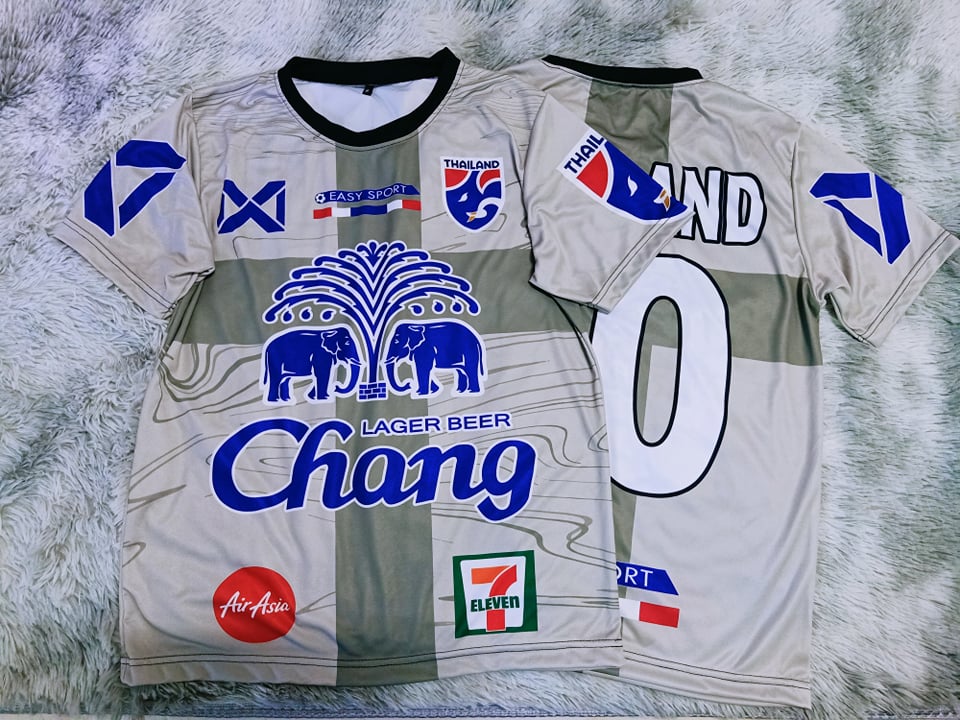 เสื้อกีฬา เสื้อ เสื้อพิมพ์ลาย เสื้อฟุตบอล กีฬาช้าง  สกรีนChang ช้างศึก ธงชาติไทย เสื้อบอล